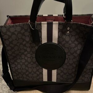 Coach Dempsey Tote Bag 40 Signature with Stripe and Coach Patch